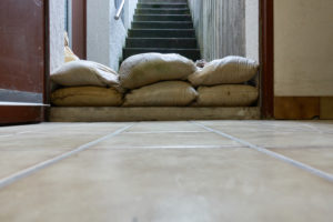 sand bags to act as flood barrier