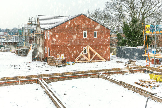 Christmas and winter building site