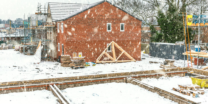 Christmas and winter building site