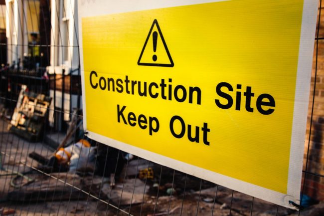 building site Christmas shut down signage