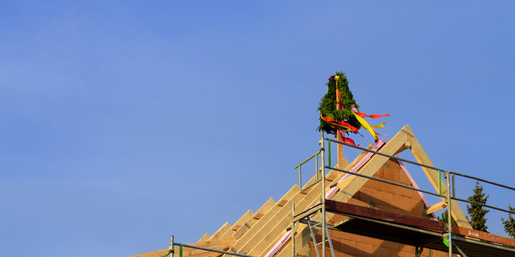 House construction Topping Out ceremony in construction